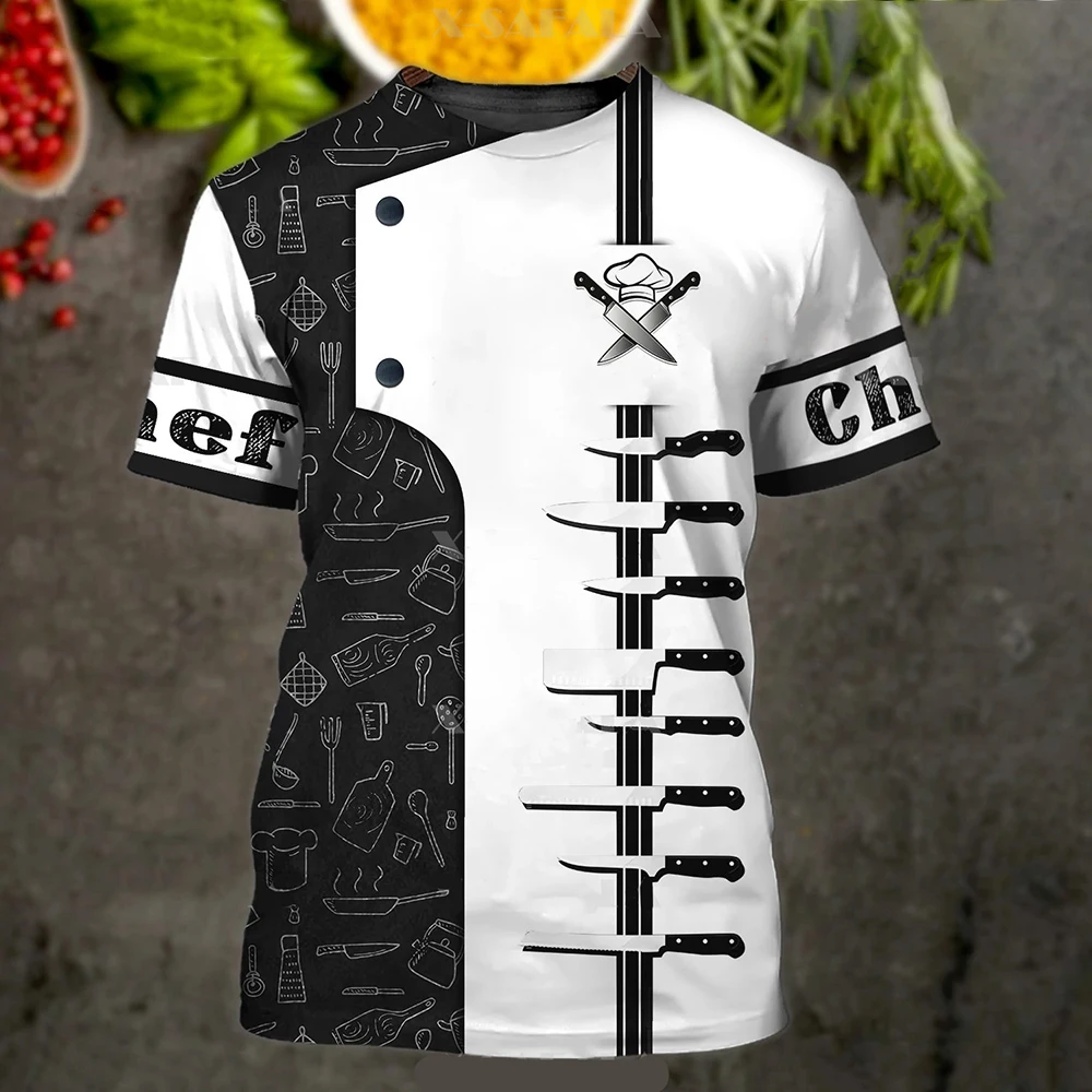 Summer Men's T-shirt Summer Short Sleeve Kitchen Items Printed Chef Clothes Round Neck Oversized Men's Clothing Street Tops Tees - Image 23