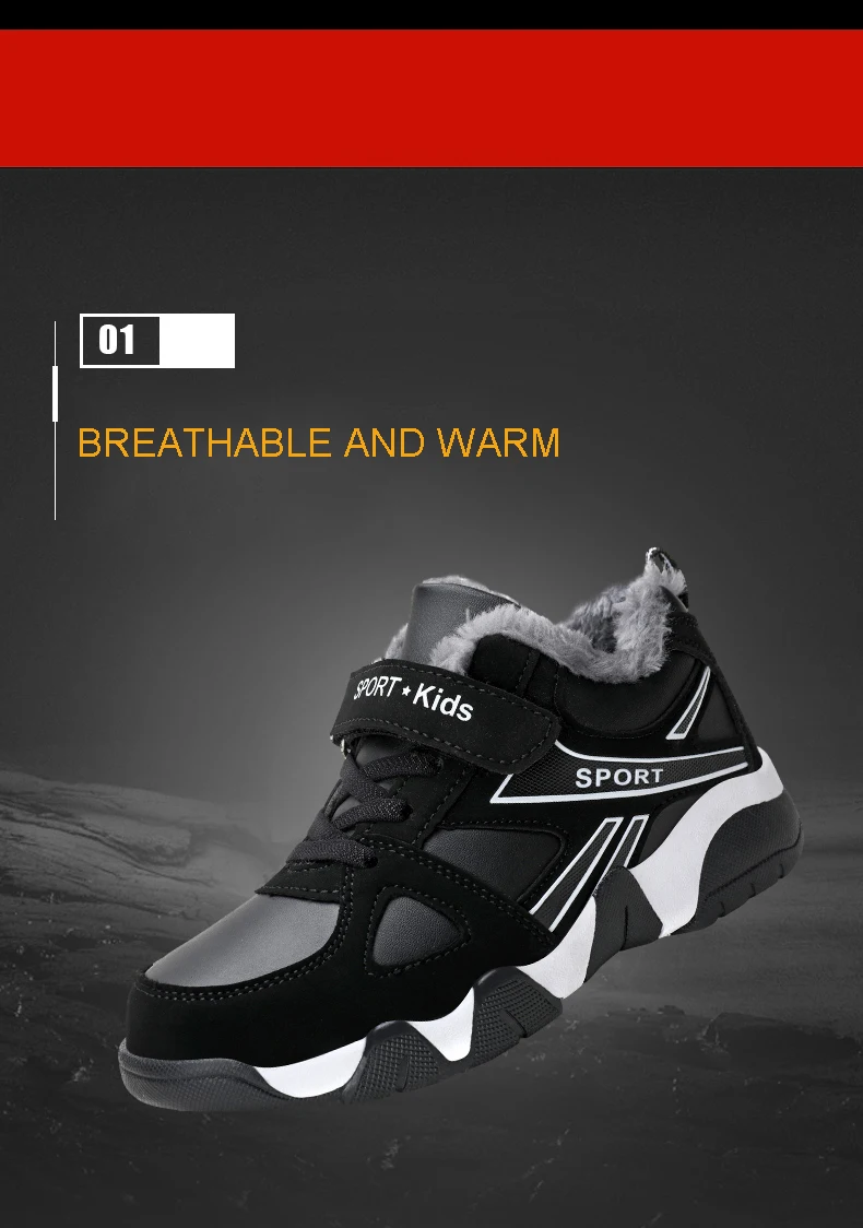 Fashion Boys Sport Shoes Winter Kids Running Sneakers Children Warm Walking Casual Shoes Lightweight Plush Sneakers Boots Boy - Image 16