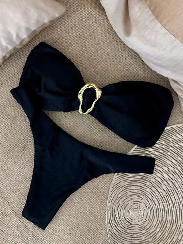 UETEEY 2025 New Summer Swimwear Bikini Set Sexy Solid Strapless Bikini 2 Piece Set Women Split Swimsuit Low Waist Beach Bikini - Image 4