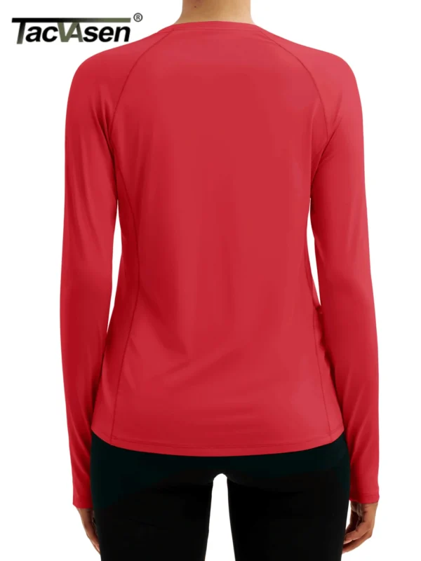 TACVASEN UPF80+ Long Sleeve Crewneck T-shirts Womens Outdoor Basic Tops Sun Protection Zipper Pocket Breathable Lightweight Tees - Image 6