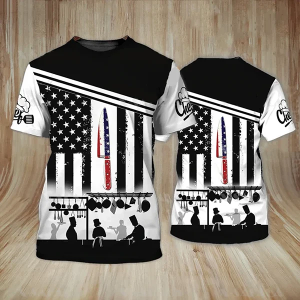 Summer Men's T-shirt Summer Short Sleeve Kitchen Items Printed Chef Clothes Round Neck Oversized Men's Clothing Street Tops Tees - Image 29