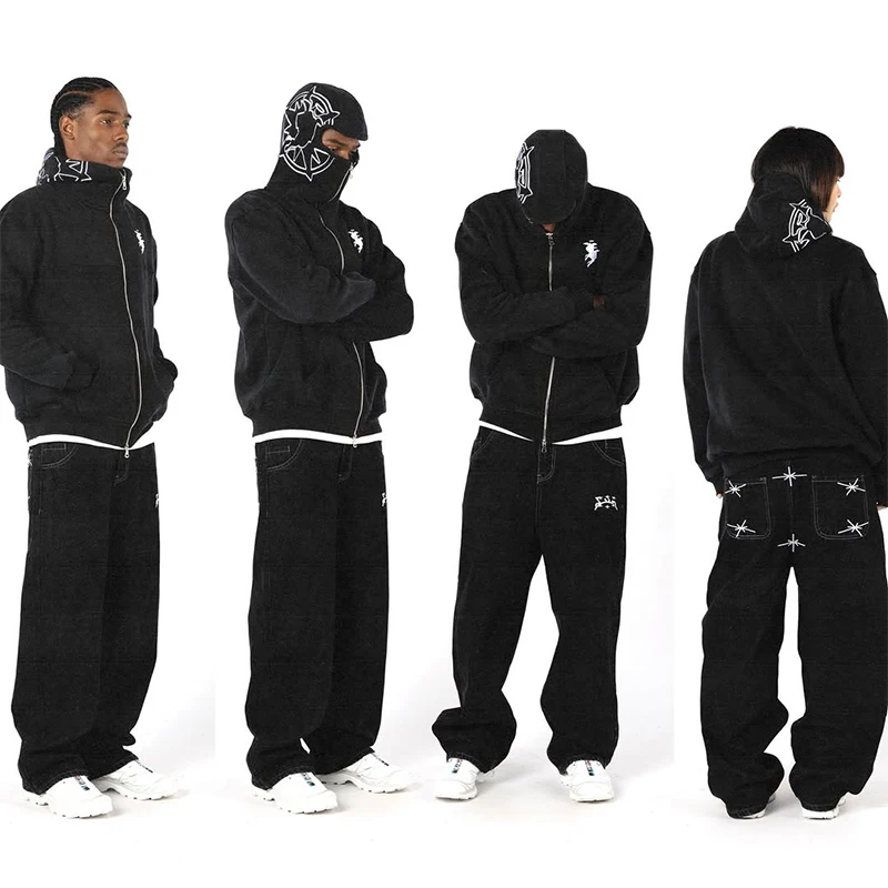 Embroidery Graphic Streetwear Hoodie Y2K Harajuku Hip Hop Retro Oversized Hoodie Mens Womens Rock Gothic Pullover Hoodie Clothes