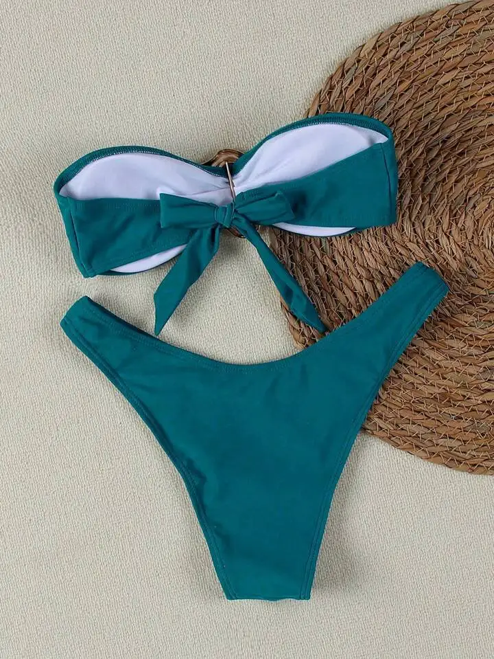 UETEEY 2025 New Summer Swimwear Bikini Set Sexy Solid Strapless Bikini 2 Piece Set Women Split Swimsuit Low Waist Beach Bikini - Image 34