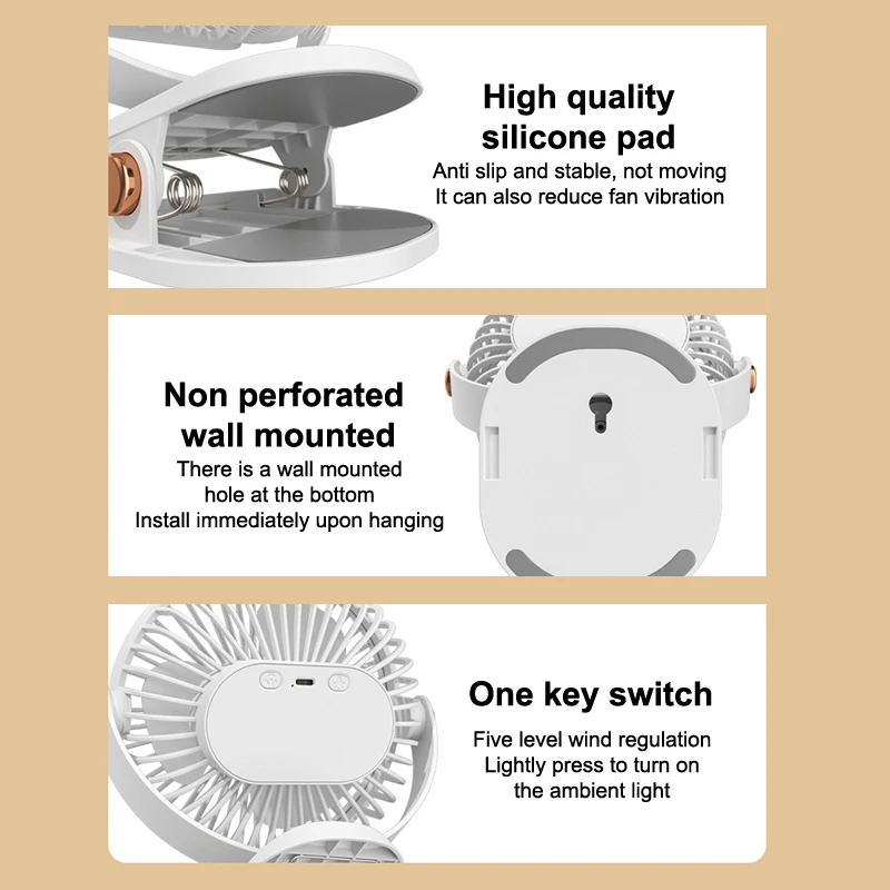 Portable Desktop Mini Clip Cooling Fan For Stroller Home Office Summer Hanging Wind Air Cooler Long Battery Life High Speed - Image 15