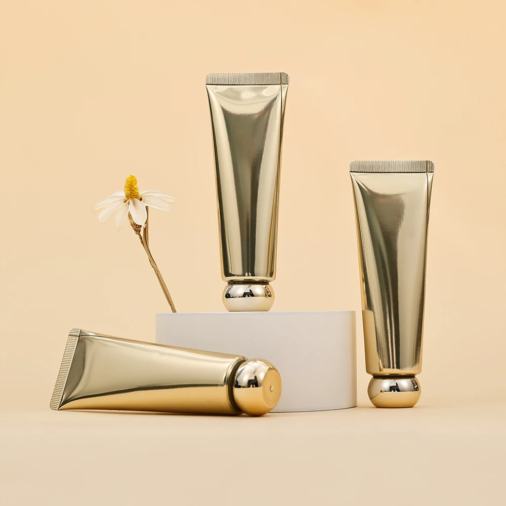 3pcs Gold 50ml Empty Refillable Plastic Soft Tubes Squeezable Bottle Packing Cosmetic For Facial Cleaner Lotion Hand Cream