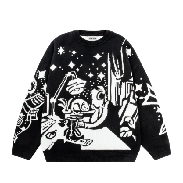 Oversized Sweaters Men Women Harajuku Anime Girl Graffiti Vintage Knitted Sweater lo-fi Winter Unisex Cotton Pullover Streetwear - Image 22