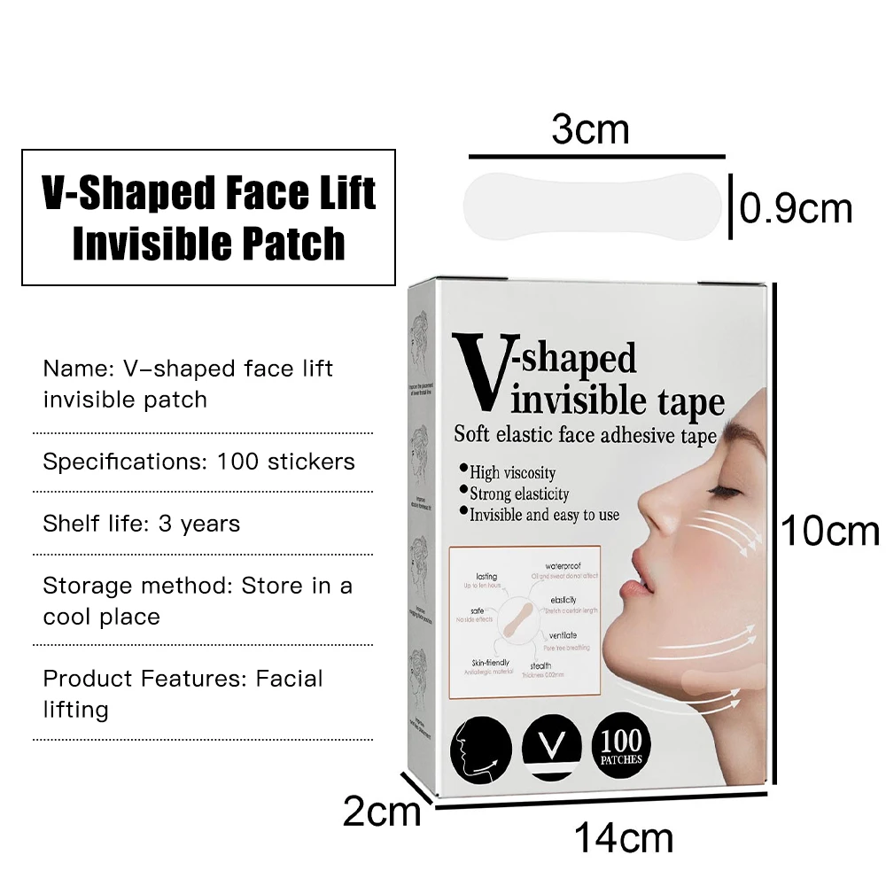 100Pcs Face Lift Invisible Tapes for Face V Line Eyes Lifting Wrinkle Remover Tighten Chin Tape V-Shaped Facial Skin Care Tool - Image 6