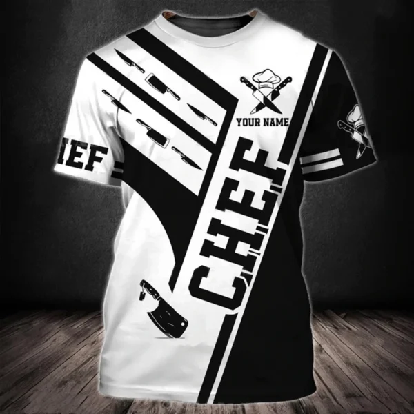 Summer Men's T-shirt Summer Short Sleeve Kitchen Items Printed Chef Clothes Round Neck Oversized Men's Clothing Street Tops Tees - Image 4