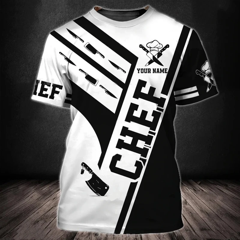 Summer Men's T-shirt Summer Short Sleeve Kitchen Items Printed Chef Clothes Round Neck Oversized Men's Clothing Street Tops Tees - Image 4