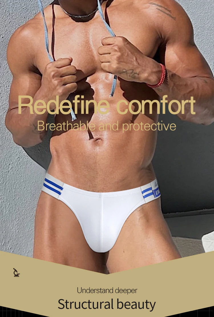 1/2/3/4 PCS Summer Hot Item Men's Briefs High Fork Triangle Pants Cotton Fabric Bikini Sea Blue Striped Elastic Band Underwear - Image 36