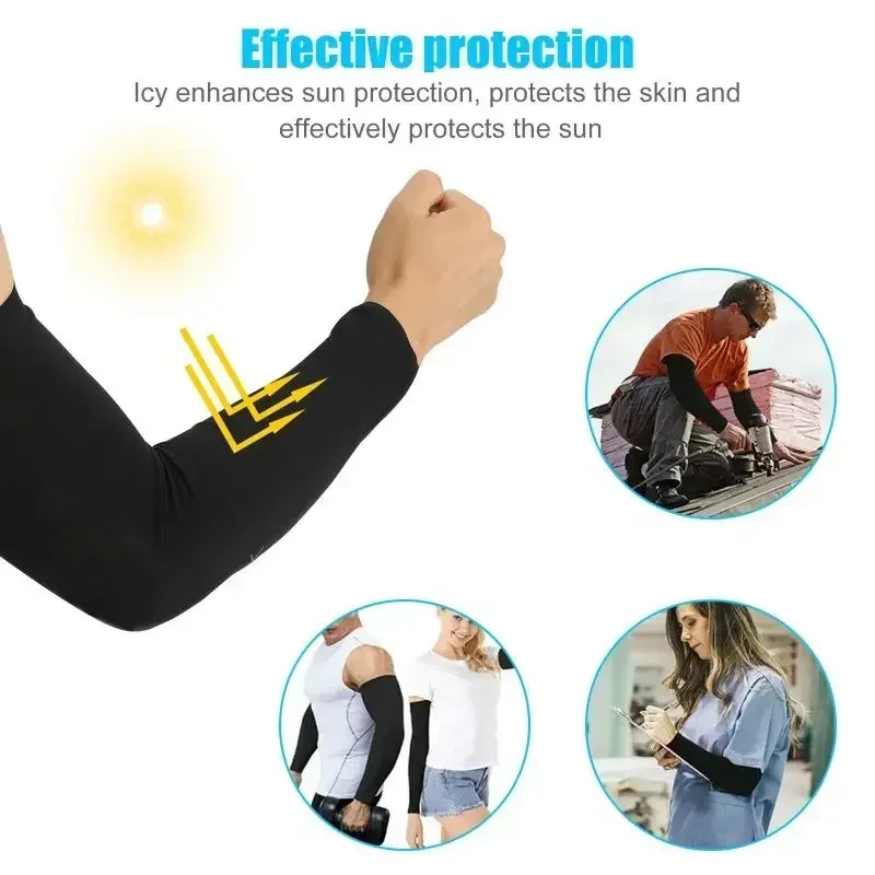 1 Pair Cooling Arm Covers for Men and Women Summer Sun Protection Sunshade Ice Silk Sleeves for Cycling Outdoor Sports Golf - Image 4