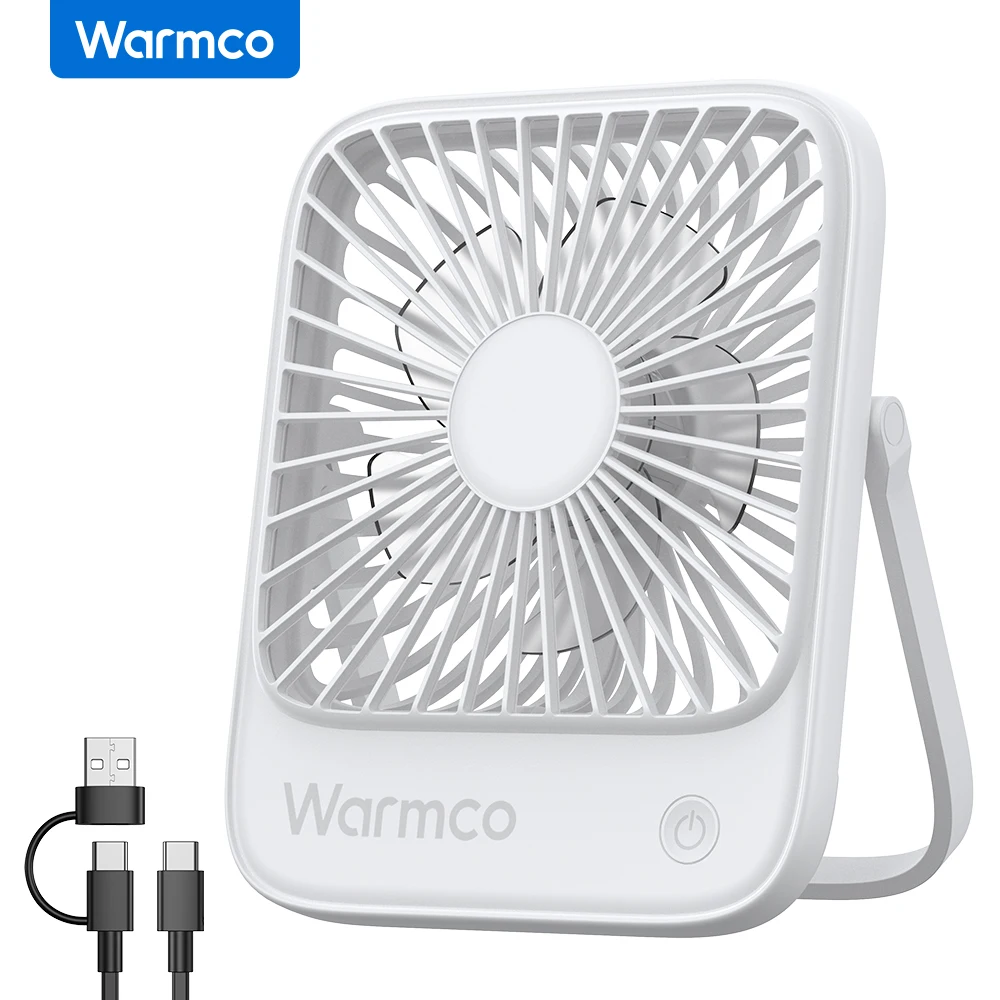 Warmco Mini USB Desk Fans Portable USB-C Desktop Cooling Fan 3-Speed Adjustable 180° Rotation Quiet Small Personal Fan for Home - Image 8