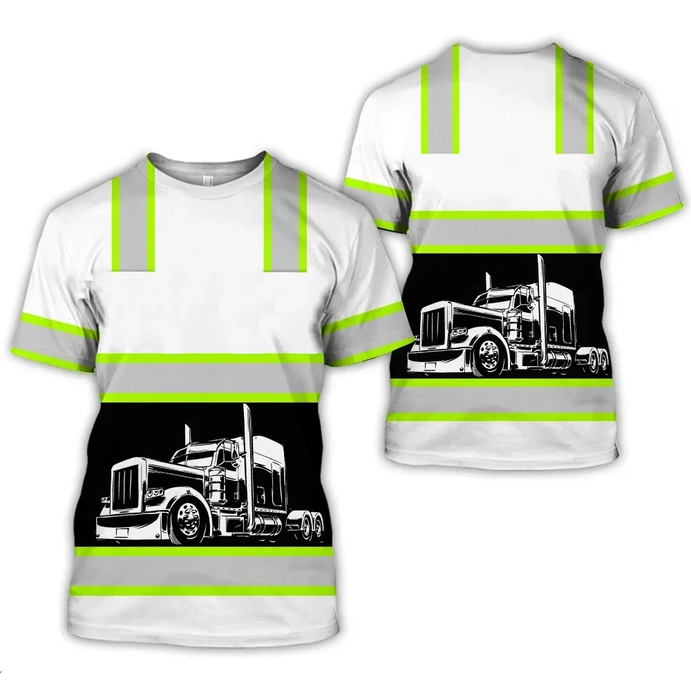 Work Clothing Summer Breathable Men's T-shirt 3D Printing Style Trucker Safety Transportation Work Uniform Oversized Loose Tops - Image 5