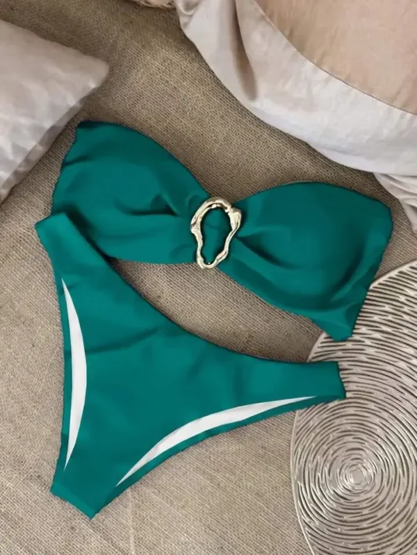 UETEEY 2025 New Summer Swimwear Bikini Set Sexy Solid Strapless Bikini 2 Piece Set Women Split Swimsuit Low Waist Beach Bikini - Image 11