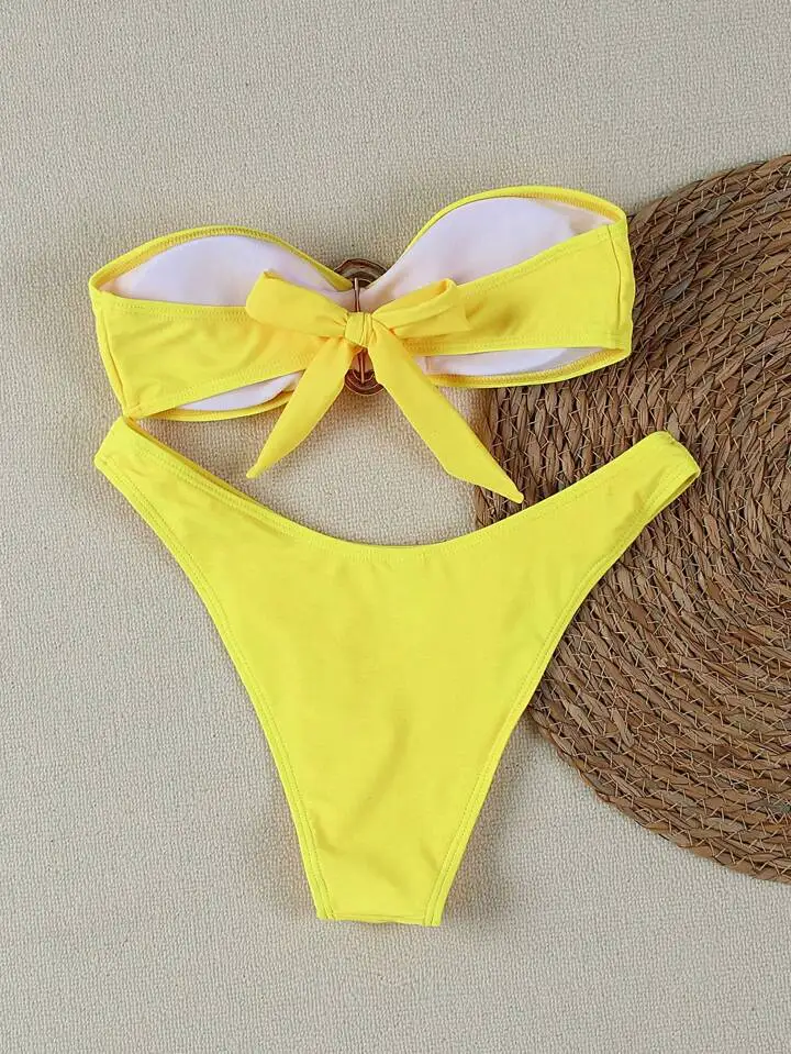 UETEEY 2025 New Summer Swimwear Bikini Set Sexy Solid Strapless Bikini 2 Piece Set Women Split Swimsuit Low Waist Beach Bikini - Image 25