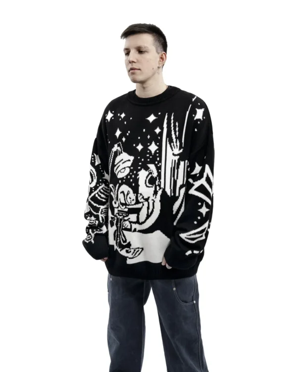 Oversized Sweaters Men Women Harajuku Anime Girl Graffiti Vintage Knitted Sweater lo-fi Winter Unisex Cotton Pullover Streetwear - Image 30