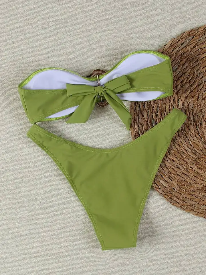 UETEEY 2025 New Summer Swimwear Bikini Set Sexy Solid Strapless Bikini 2 Piece Set Women Split Swimsuit Low Waist Beach Bikini - Image 30