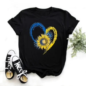 Ukraine Flag Sunflower Vintage Ukrainian Ukraine Print Women Graphic T Shirt Summer Casual Oversized T Shirt