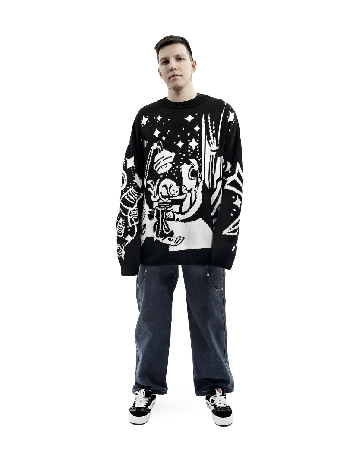 Oversized Sweaters Men Women Harajuku Anime Girl Graffiti Vintage Knitted Sweater lo-fi Winter Unisex Cotton Pullover Streetwear - Image 31