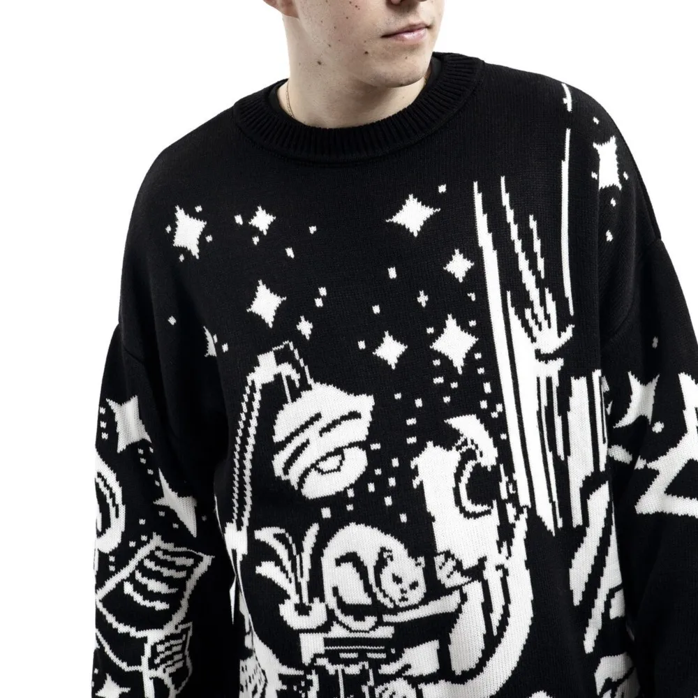 Oversized Sweaters Men Women Harajuku Anime Girl Graffiti Vintage Knitted Sweater lo-fi Winter Unisex Cotton Pullover Streetwear - Image 5