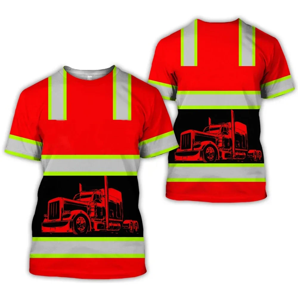 Work Clothing Summer Breathable Men's T-shirt 3D Printing Style Trucker Safety Transportation Work Uniform Oversized Loose Tops - Image 10