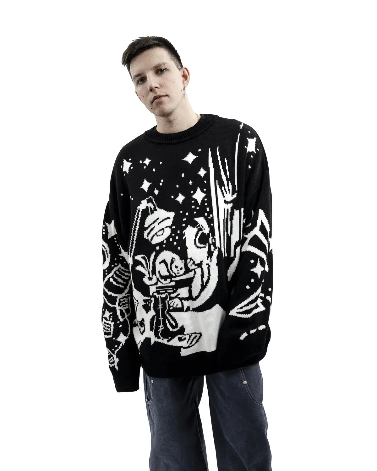 Oversized Sweaters Men Women Harajuku Anime Girl Graffiti Vintage Knitted Sweater lo-fi Winter Unisex Cotton Pullover Streetwear - Image 29