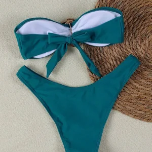 UETEEY 2025 New Summer Swimwear Bikini Set Sexy Solid Strapless Bikini 2 Piece Set Women Split Swimsuit Low Waist Beach Bikini