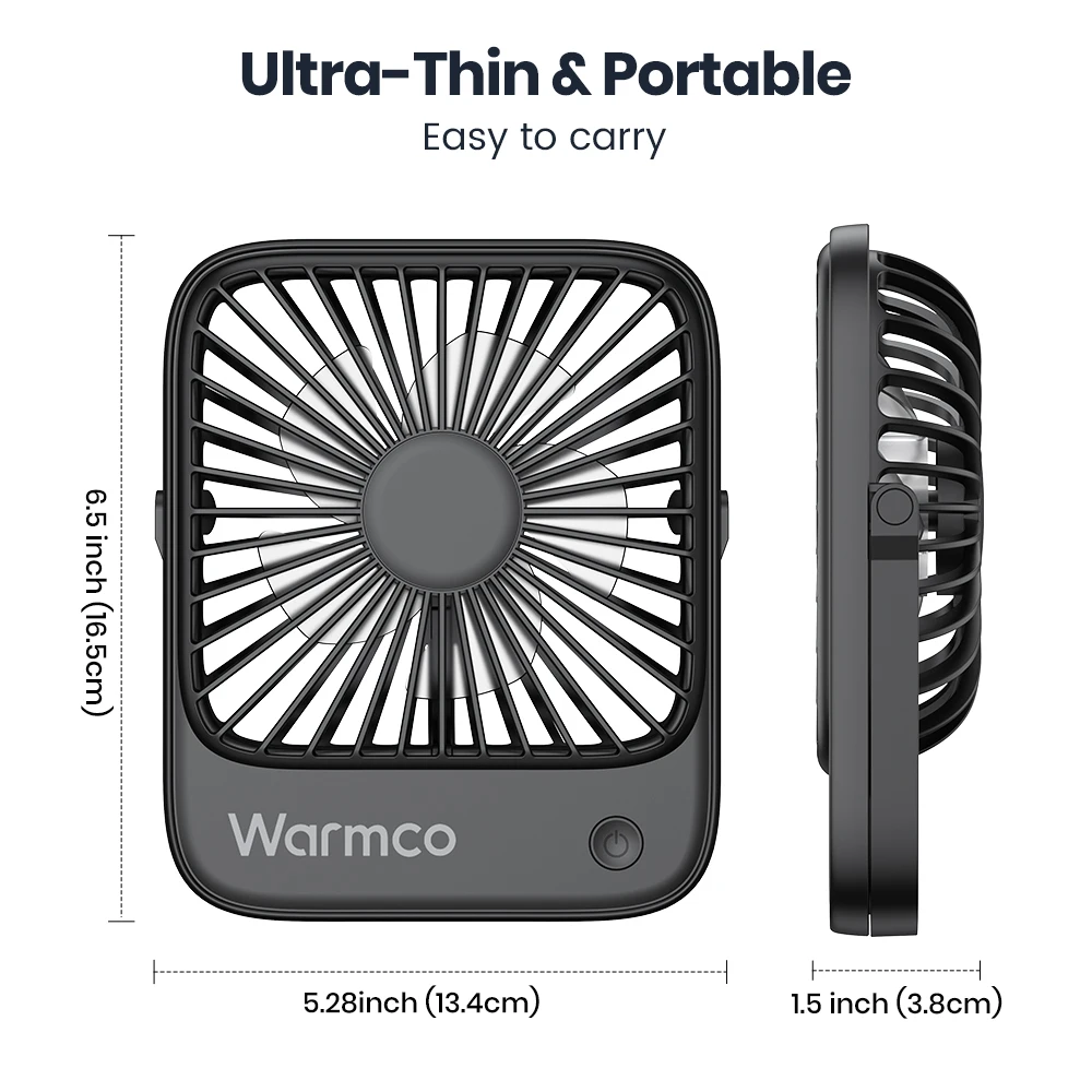 Warmco Mini USB Desk Fans Portable USB-C Desktop Cooling Fan 3-Speed Adjustable 180° Rotation Quiet Small Personal Fan for Home - Image 6