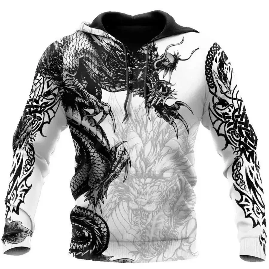 2023 New Autumn Men's Hoodie Wolf Print 3D Sweatshirts Urban Trendy All-Match Oversized Tops Poleron Hooded Clothes Men Clothing - Image 12