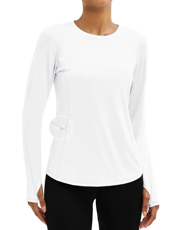 TACVASEN UPF80+ Long Sleeve Crewneck T-shirts Womens Outdoor Basic Tops Sun Protection Zipper Pocket Breathable Lightweight Tees - Image 7