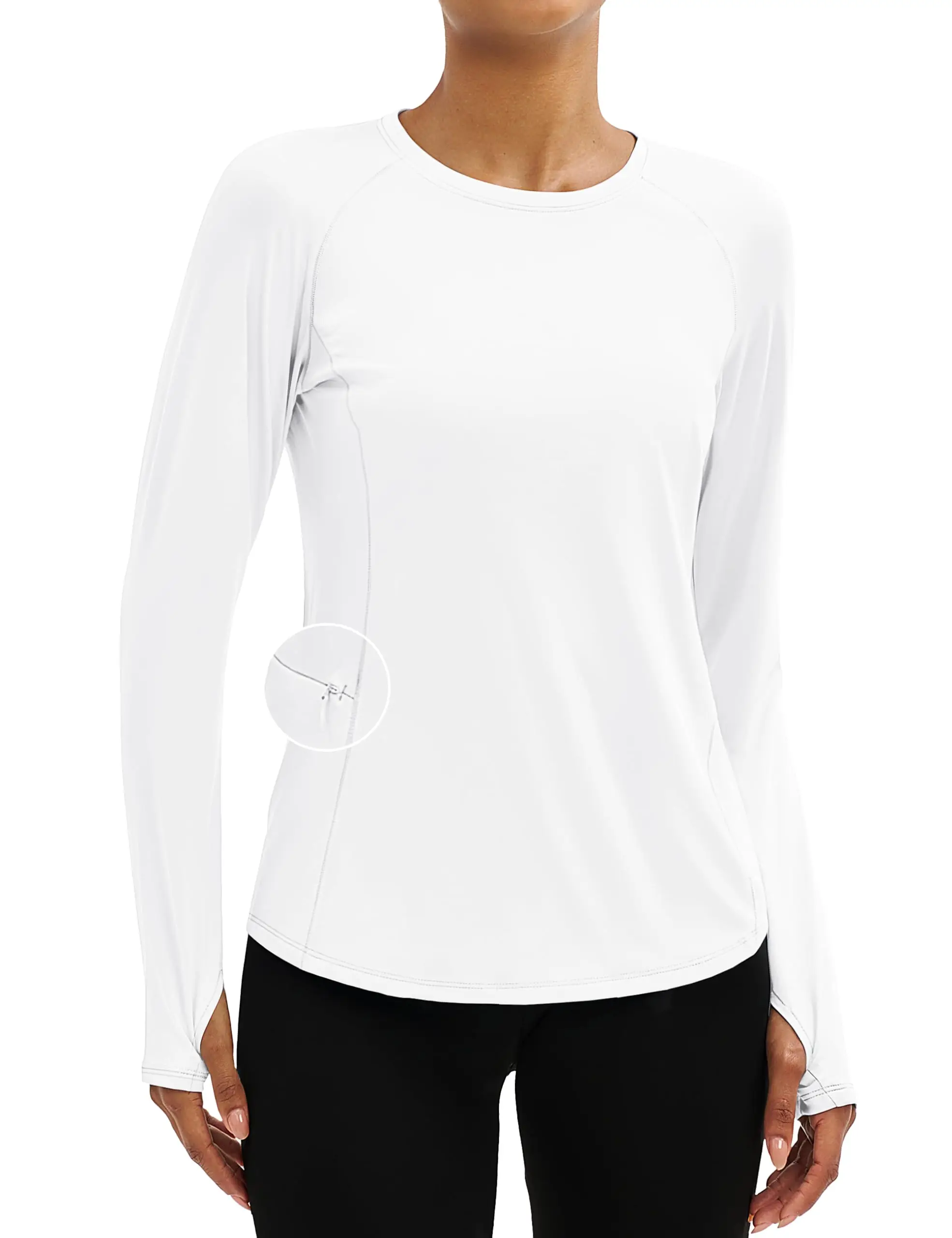 TACVASEN UPF80+ Long Sleeve Crewneck T-shirts Womens Outdoor Basic Tops Sun Protection Zipper Pocket Breathable Lightweight Tees - Image 7