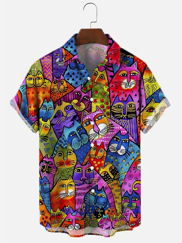 Summer Men's Hawaiian Short Sleeve Printed Shirts Loose Fitting Oversized Social Cartoon Pictures Floral Casual Fashion Clothing - Image 5