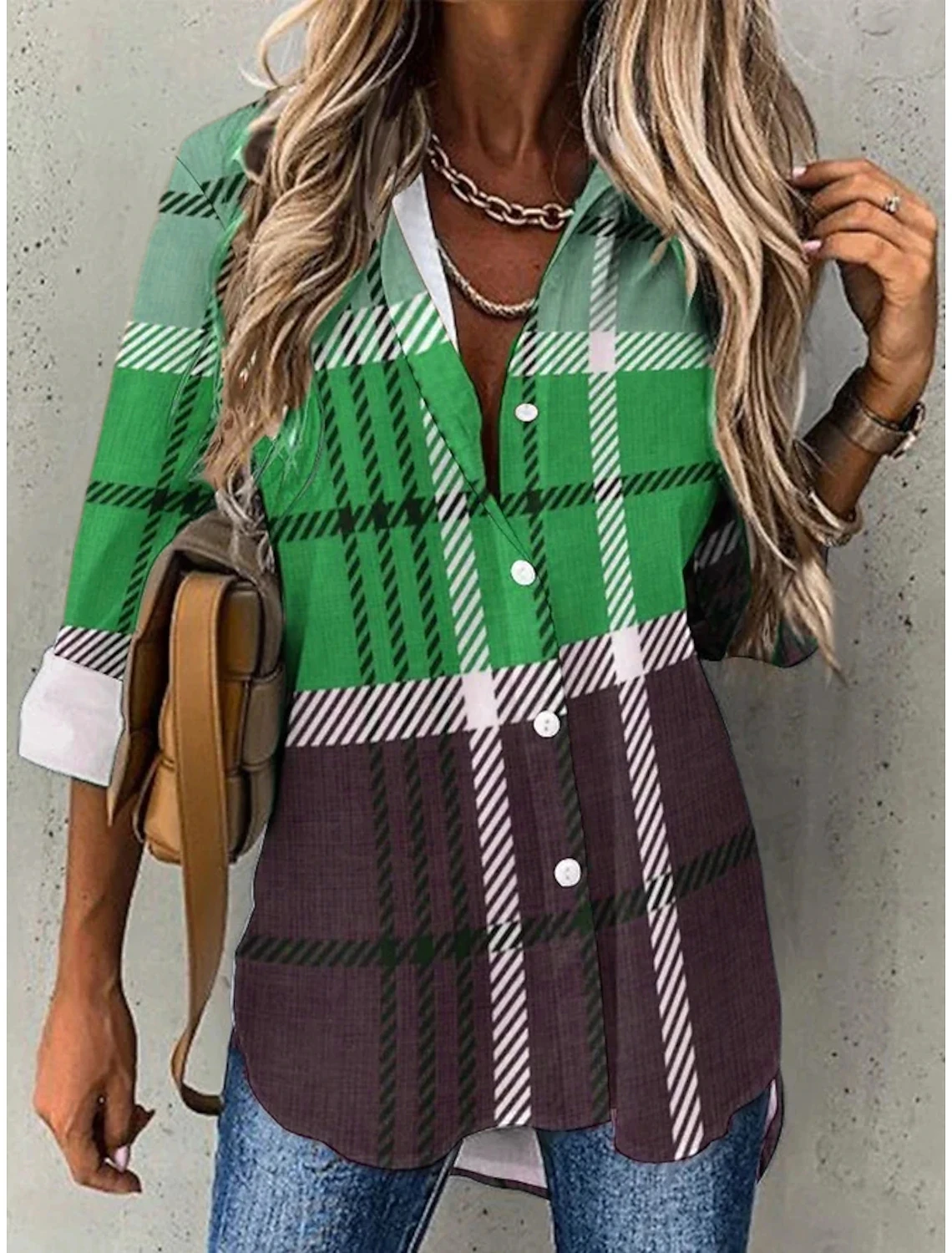 Street Fashion Blue and White Striped Shirt Women Irregular Long-Sleeved Oversized Smock 2024 Spring Loose Plaid Top Tide - Image 10