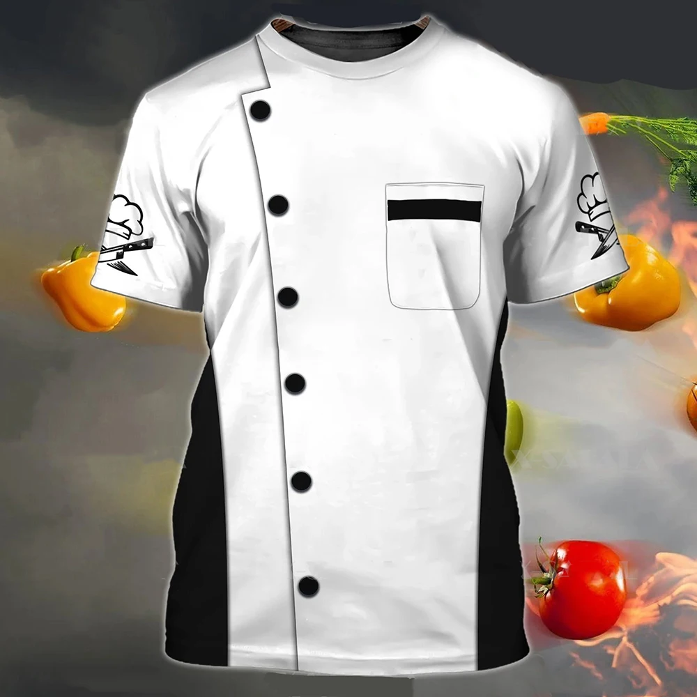 Summer Men's T-shirt Summer Short Sleeve Kitchen Items Printed Chef Clothes Round Neck Oversized Men's Clothing Street Tops Tees - Image 6