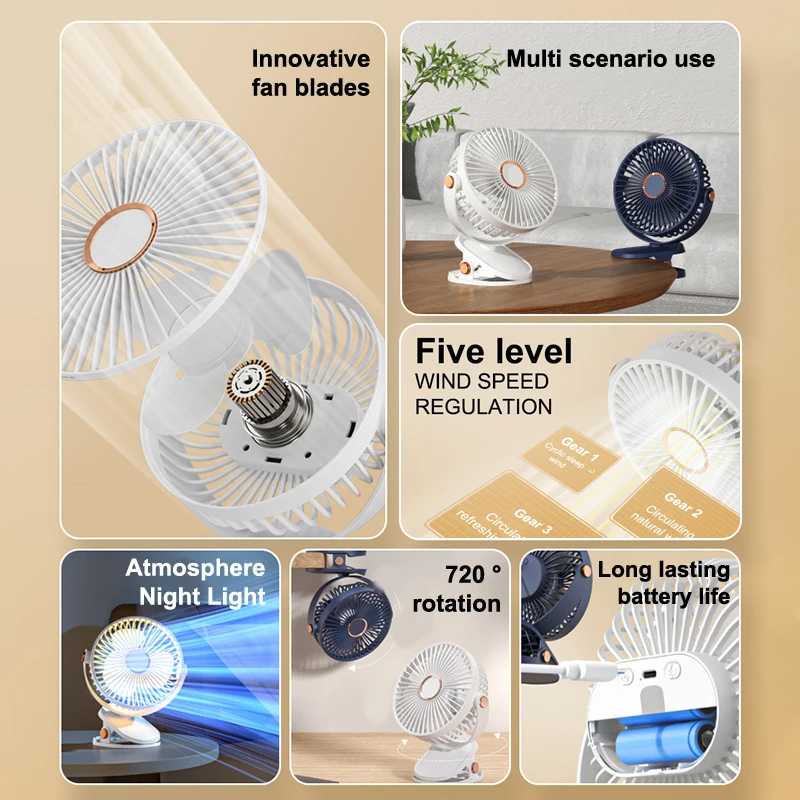 Portable Desktop Mini Clip Cooling Fan For Stroller Home Office Summer Hanging Wind Air Cooler Long Battery Life High Speed - Image 12