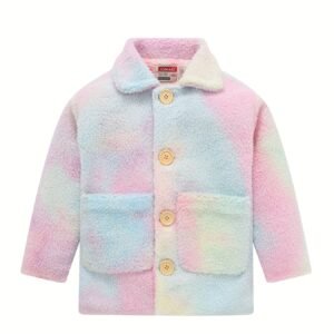 Elegant Shearling Windbreaker Coat - Lapel Collar, Pocket, Slight Stretch, Solid Color, Hand Washable - Winter Thermal Jacket for Girls