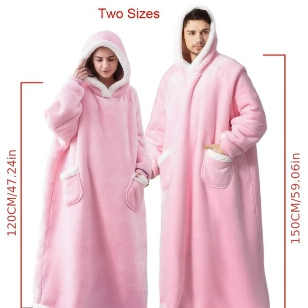 1pc Cozy Flannel Hoodie Blanket with Sleeves - Soft, Warm, and Fleece-Lined for Ultimate Comfort - Perfect for Winter, TV Nights, and Outdoor Activities - Image 4