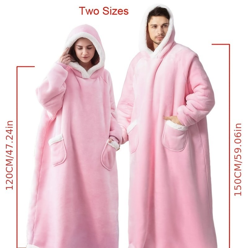 1pc Cozy Flannel Hoodie Blanket with Sleeves - Soft, Warm, and Fleece-Lined for Ultimate Comfort - Perfect for Winter, TV Nights, and Outdoor Activities - Image 4