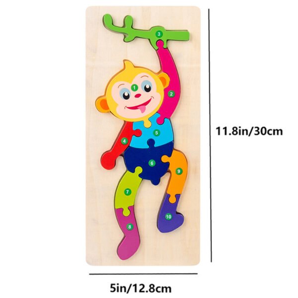 Rectangle Puzzle, Wooden Puzzle For Children, Animals Puzzles Dinosaur Crocodile Caterpillar Giraffe, Colorful Wood Numbered Puzzles Kid Preschool Learning Educational Toys - Image 16