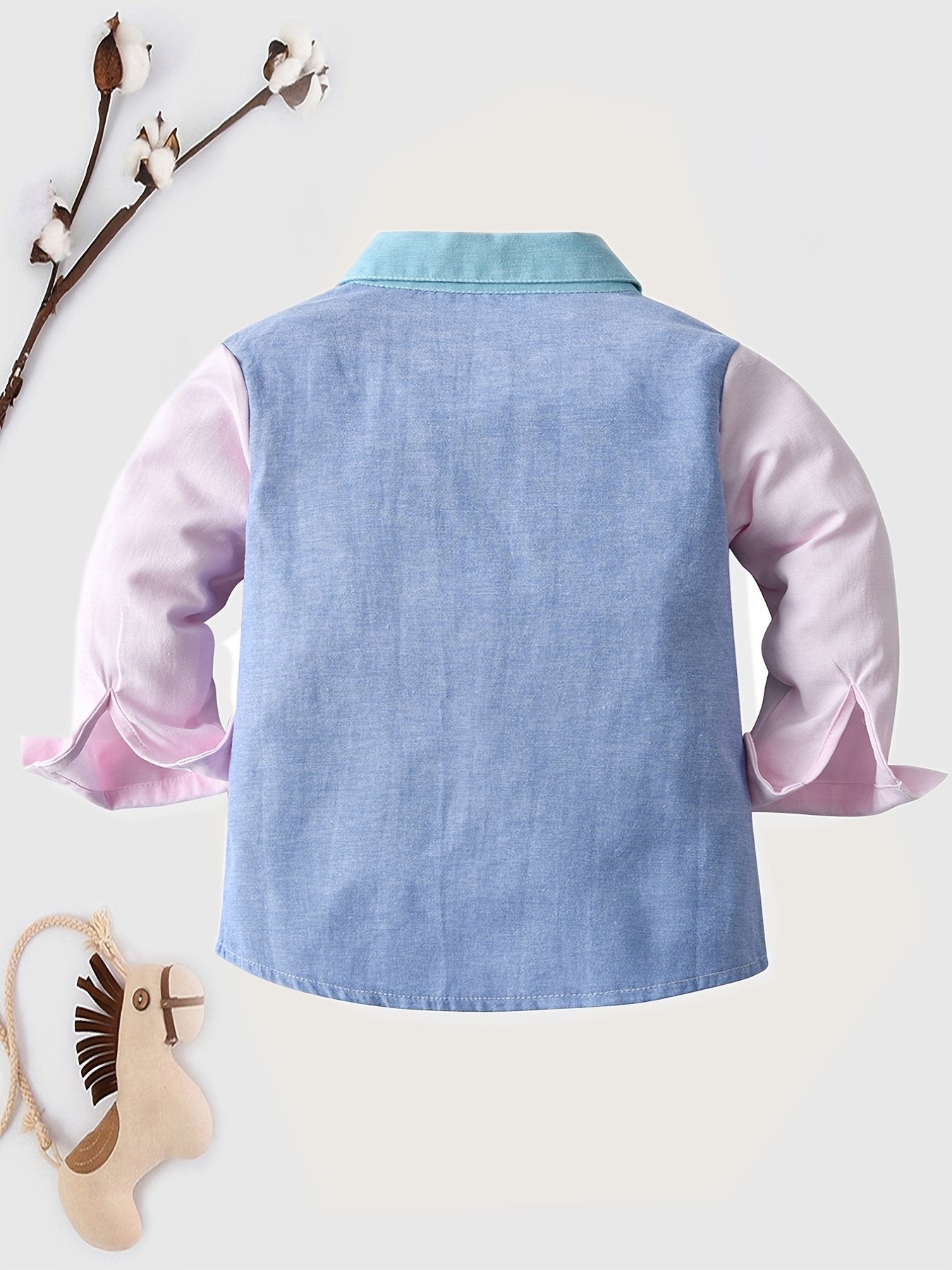 Stylish Boys' Color Block Long Sleeve Button Down Shirt - Casual Lapel Design, Breathable Fabric, Relaxed Fit, Perfect for School, Party, or Everyday Wear - Image 6