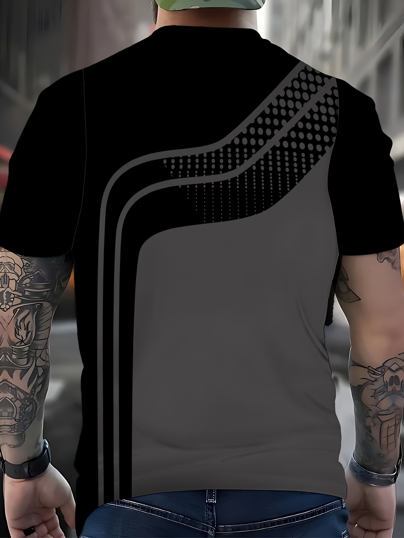 3pcs Men'S Fashion Casual Striped Print Short Sleeve T-Shirts, Summer Crew Neck Quick-Dry Breathable Sports Tee-Shirts, Novelty Shirts - Image 2