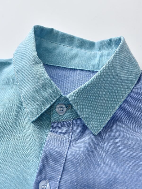 Stylish Boys' Color Block Long Sleeve Button Down Shirt - Casual Lapel Design, Breathable Fabric, Relaxed Fit, Perfect for School, Party, or Everyday Wear - Image 9