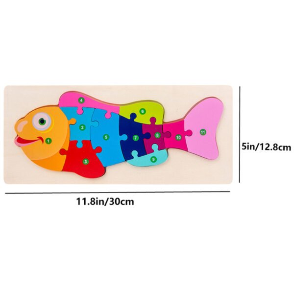 Rectangle Puzzle, Wooden Puzzle For Children, Animals Puzzles Dinosaur Crocodile Caterpillar Giraffe, Colorful Wood Numbered Puzzles Kid Preschool Learning Educational Toys - Image 17