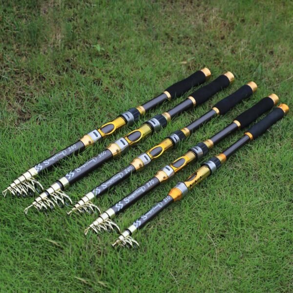 [Quality Construction] Sougayilang Ultralight Carbon Fiber Spinning Fishing Rod - Portable, Medium Action, 6.72-9.84ft Extendable Length, Black & Golden with Comfort Grip Handle - Ideal for All Anglers - Image 18