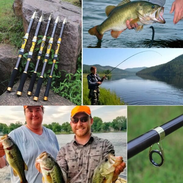 [Quality Construction] Sougayilang Ultralight Carbon Fiber Spinning Fishing Rod - Portable, Medium Action, 6.72-9.84ft Extendable Length, Black & Golden with Comfort Grip Handle - Ideal for All Anglers - Image 19