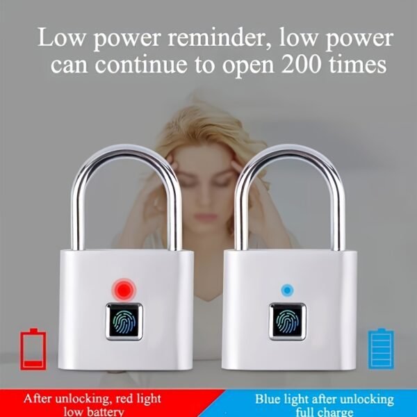 Compact Smart Fingerprint Padlock - Waterproof, Keyless Security, USB Rechargeable, Lightweight Aluminum - Ideal for Luggage, Suitcases & Backpacks - Image 9