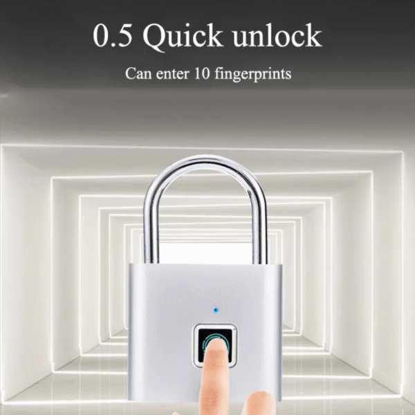 Compact Smart Fingerprint Padlock - Waterproof, Keyless Security, USB Rechargeable, Lightweight Aluminum - Ideal for Luggage, Suitcases & Backpacks - Image 8