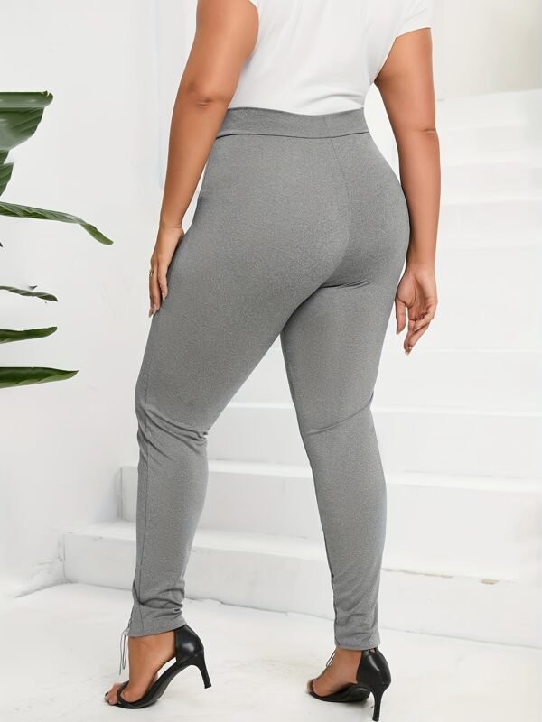 Sexy Cross-Strap High-Waist Leggings with Eyelet Detail, Stretch Polyester Blend, Solid Color Cropped Pants for Women - Perfect for Fall/Spring - Image 6