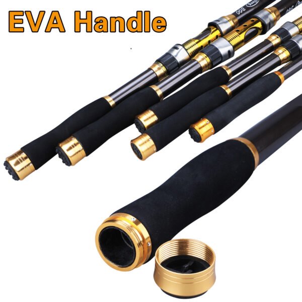 [Quality Construction] Sougayilang Ultralight Carbon Fiber Spinning Fishing Rod - Portable, Medium Action, 6.72-9.84ft Extendable Length, Black & Golden with Comfort Grip Handle - Ideal for All Anglers - Image 17