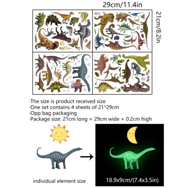 1 Set, Glow In The Dark, Dinosaur Wall Stickers, Removable Waterproof Stickers, Wall Decor For Living Room Bedroom, Home Decor - Image 10